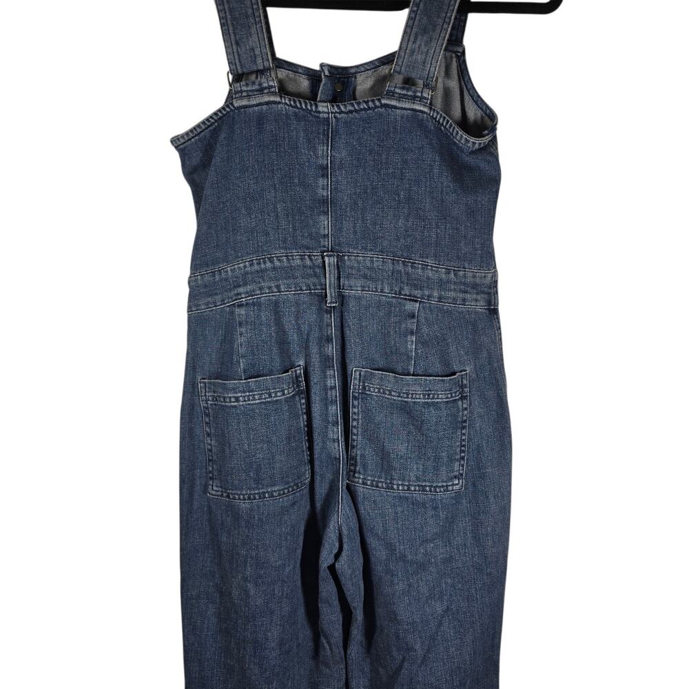 Aerie Denim Kick Flare Overalls Jumpsuit S Blue Wide Leg Adjustable Straps - Picture 6 of 16